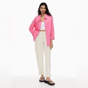 Aritzia Wilfred Free Relaxed Shirt Size XS Pink Button Up Cotton Oversized